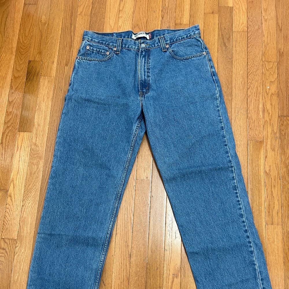 Levis Relaxed Fit 550 36x36 Tall Medium Blue Denim Jeans Five Pocket Red Tab